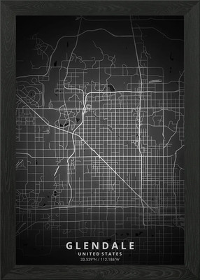 Glendale Map Posters Framed Wall Art Poster Canvas Print Picture