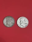1953 Franklin Half Dollar Silver Coins Lot Of 2 Coins