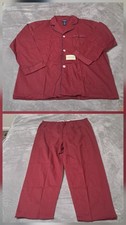 Mens Puritan Burgundy Broadcloth Pj Set Button Down Top Elastic Waist Sz. XL