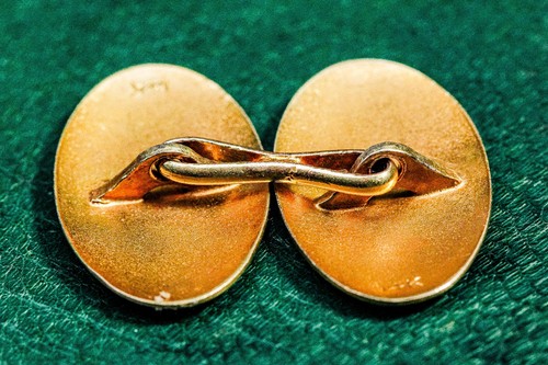 Refined 14K Gold Antique RL Monogram Blue Enamel Cufflinks Estate Jewelry - Picture 15 of 18