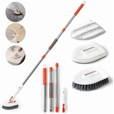 3-in-1 Tile Tub Scrubber Brush Set 52  Extendable Handle Shower Bathtub Cleaner