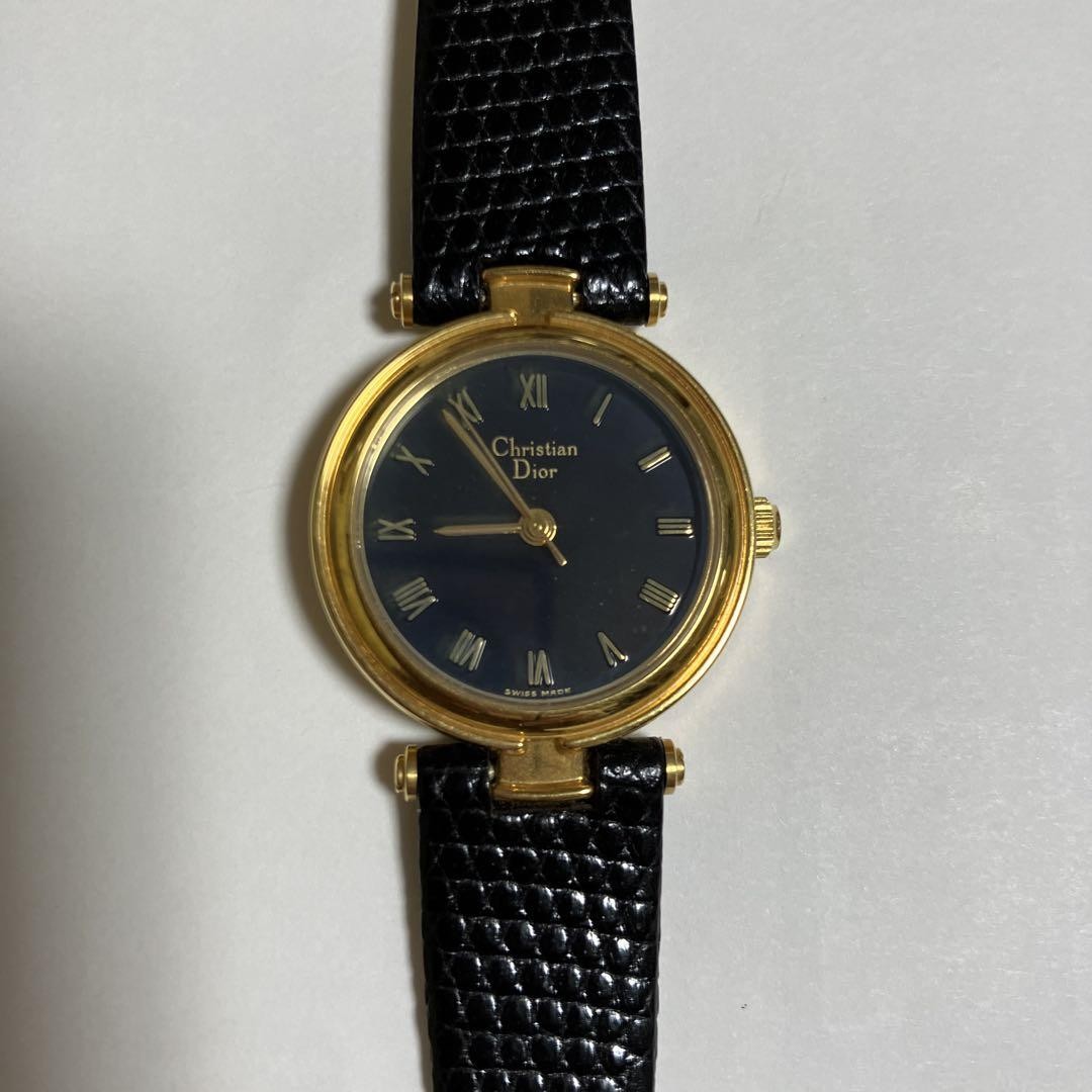 Christian Dior 3005 Swiss Quartz Black Dial Gold Women's