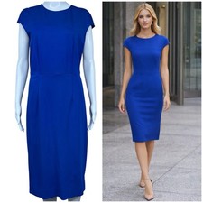 Diane von Furstenberg Hadlie French Jersey Knit Sheath Midi Dress Size 8 Blue