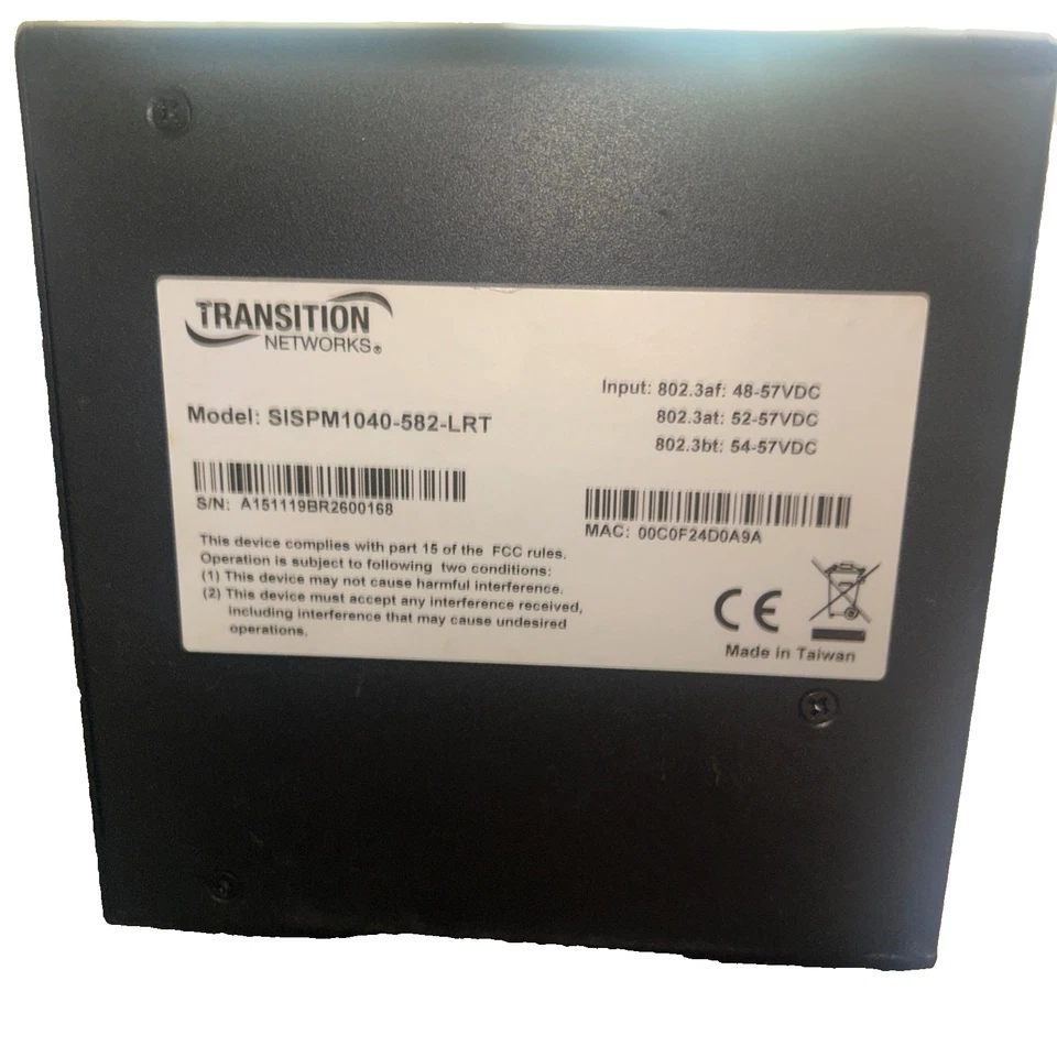 Transition Networks 8 Port Managed Hardened Giga Ethernet SISPM1040-582-LRT. BC - Image 2 of 4