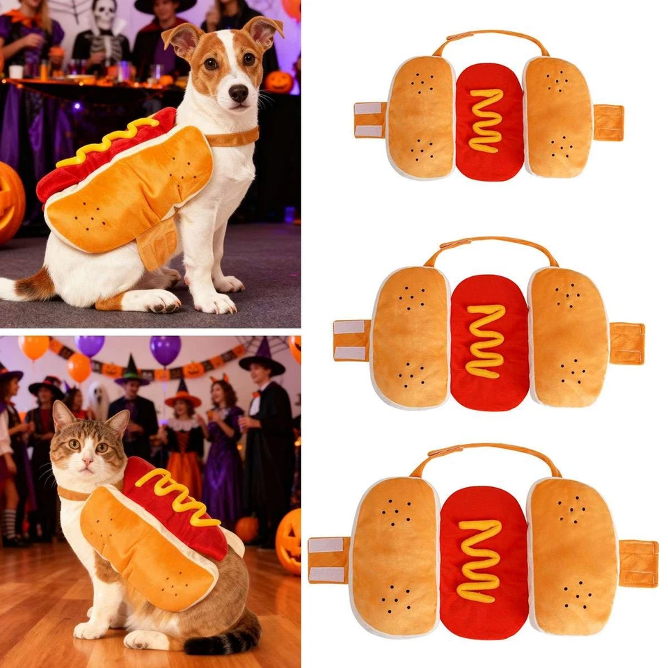 Dog Cat Hot Dog Costume Clothes Halloween Funny Pet Costume for Small Medium Pet - Image 2 of 4