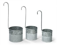 HäNgetöPfe 3Er Set Blumentopf Silber Farben Blumen ÜBertopf Zink Deko Balkon