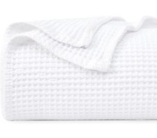 PHF Pre-Washed 100 Cotton Waffle Weave Blanket Twin Size for Bed,Snag Proof