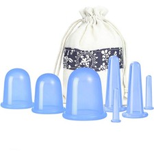 500-miles Cupping Therapy Sets 7Pcs Silicone Anti Cellulite Cup Vacuum Blue