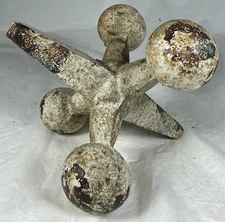 Mid Century Yellow Cast Iron  Jac Jax Door Stop Paper Weight Bookend VTG Jacks