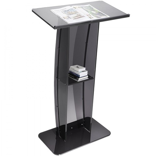 Acrylic Podium 47 Inch Clear Stand with Reading Surface and Storage for Church