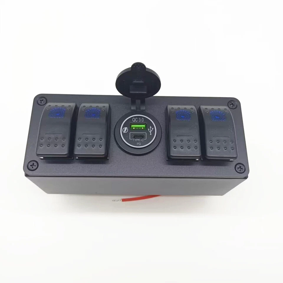 Panel de interruptor basculante LED azul de 4 velocidades para coche barco marino RV aleación de aluminio 12/24V Foto 4 de 4