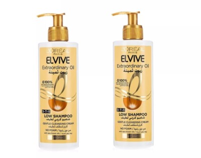 2X L'Oréal Paris Elvive Extraordinary Oil Low Shampoo No Foam For Dry Hair 400ml