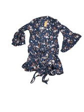 American Eagle Dress Womens XS Blue Floral Short Sheath Tasseled 3/4 Sleeve NWT