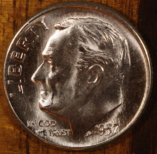 1957 D Roosevelt Dime CH BU  90% Silver From OBW Roll