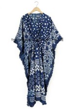 Anokhi, Robe Maxi Longue En Coton Imprimé À Blocs Indiens Vintage Indigo