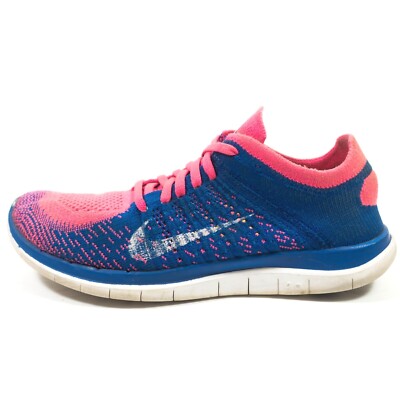 Nike Free Flyknit Running Shoes Pink Blue