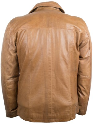 Herren Leder Sakko Blazer Ledermantel Lederblazer Lederjacke Braun