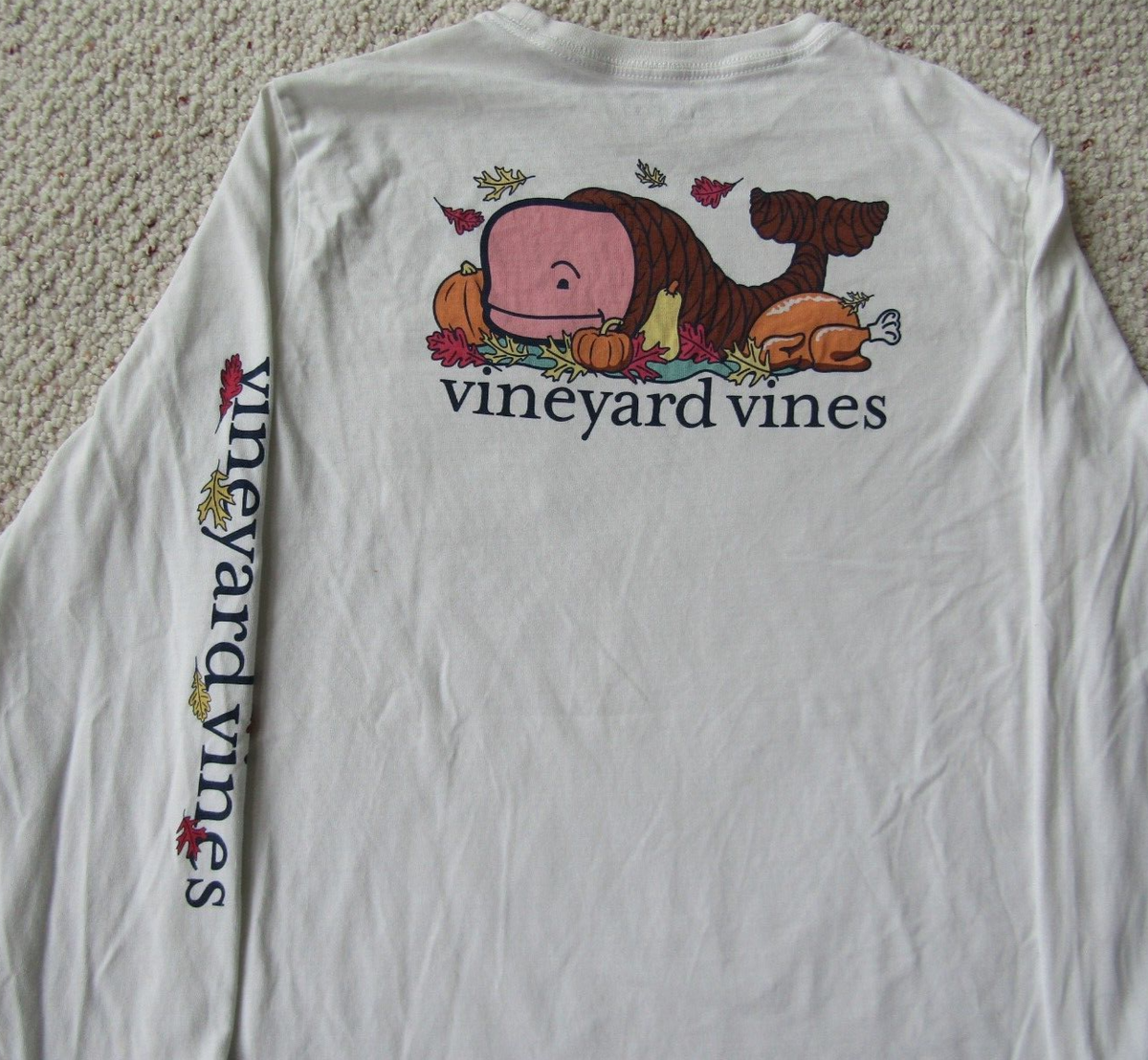 VINEYARD VINES Thanksgiving Whale Cornucopia wht long sleeve t