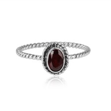 Natural Garnet Gemstone Women's Designer Oxidized 925 Silver Ring Jewelry