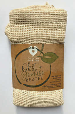 2er Set HaRa Obst- und Gemüsebeutel Ha-Ra NEU Baumwolle 2 x 30x40cm Tara je 51g