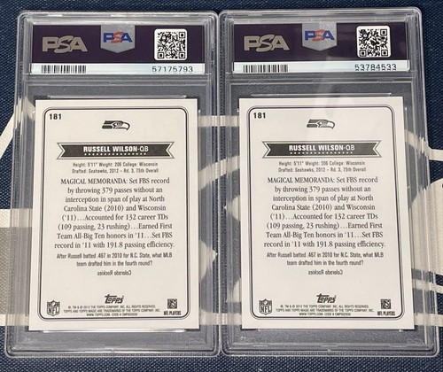 💎Russell Wilson 2012 Topps Magic PSA 10 *2 Card Lot* True Rookie Card RC💎 - Picture 2 of 2