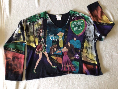 Vtg Kolorway Cotton Hand Painted Long Sleeve Sweaters, Wearable Art Size L/XL - Picture 8 of 10