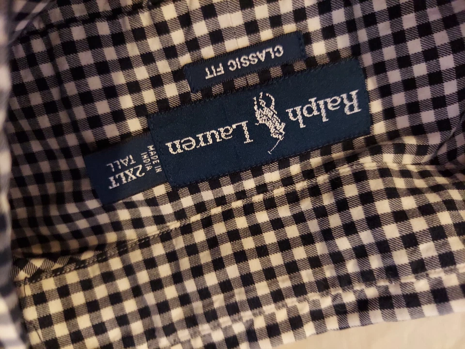 Camisa de Vestir Para Hombres Polo Ralph Lauren 2XLT XXL Grande Alta Gris Botón Algodón Foto 3 de 4