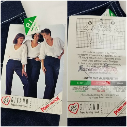 Jeans donna PS Gitano vita alta nuovo con etichette vintage anni 80 taglia 16 corto mamma blu W30 L27,5 - Foto 4 di 12
