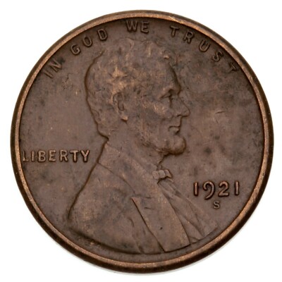 1921-S 1C Lincoln Cent IN XF Zustand, Braune Farbe, Volle Weizen Linien