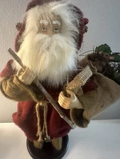 Vintage Santa Claus Traveler With Hiking Staff And Pack 1990's Rare Christmas