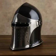 Medieval Barbuta Helmet with Visor 18 Gauge Steel Armor Knight Crusader Helmet