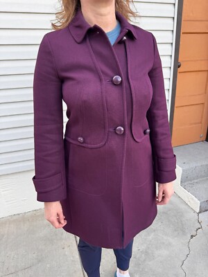 Talbots Women’s Purple Trench Coat, Size 6, cotton shell, polyester liner 