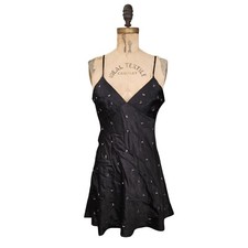 Zara AW21 Jeweled Satin Mini Dress Black S NWT