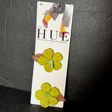 NOS Vintage Hue Shoe Clip Green, Teal, Brown Felt Hibiscus Flowers Metal Clip