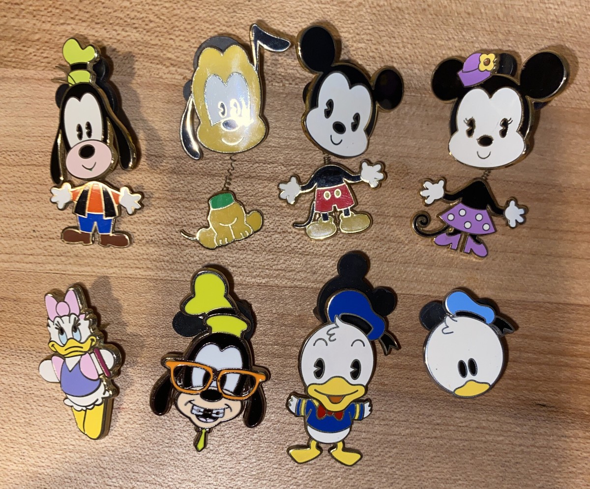 8 DISNEY TRADING PINS W/ 4 Disney Cuties Character Dangle PinS (U7