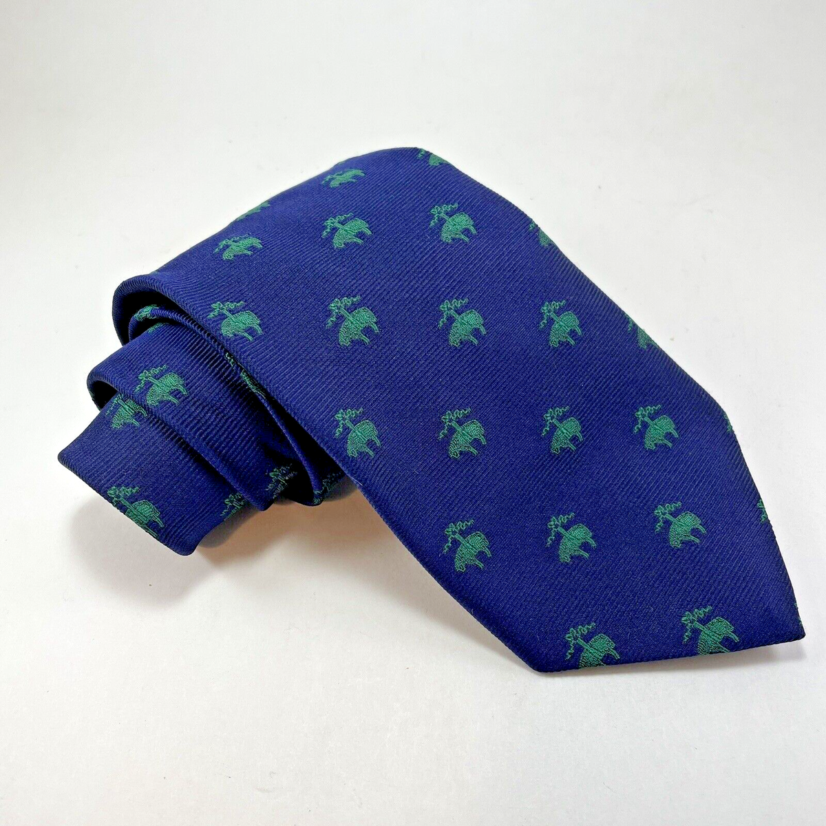19.ネクタイ　Brooks Brothers Brooks Brothers Makers / 346 Suspended Tie Blue Green Sheep Logo