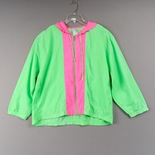 Vintage Windbreaker Womens S Neon Hooded 80s Sassafras