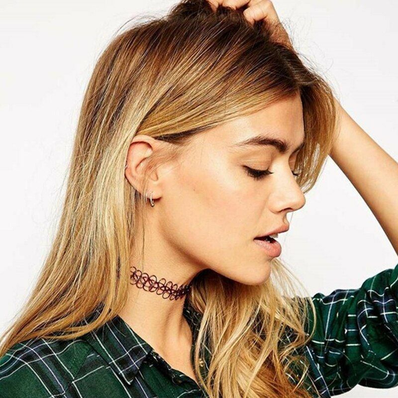 COOLSTEELANDBEYOND Gotico Vittoriano Nostalgico Nero Pizzo Collana Girocollo Arco Cravatta Choker Collana Donna, Nero Catena Perlina Charm