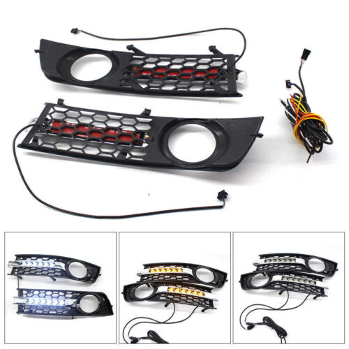 Honeycomb grille LED BLIND GRILLE FOG LIGHTS cover for Audi A4 B6 2001-05 - Picture 1 of 11
