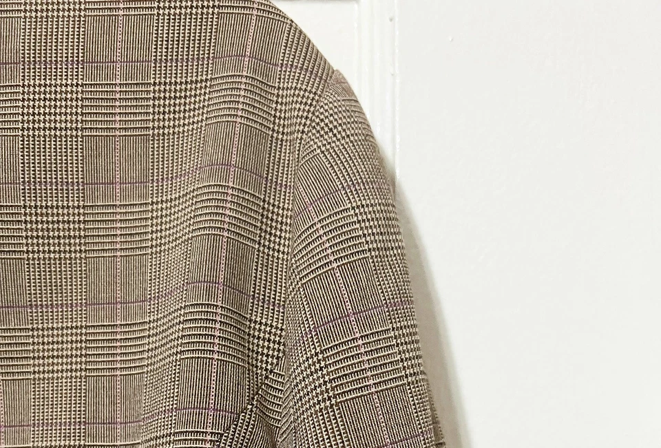 Blazer corto de moda Bug para mujer marrón claro/púrpura tweed muesca solapa XL USADO EN EXCELENTE ESTADO Foto 2 de 3