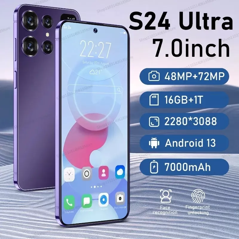 S24 Ultra 7.0 Inch HD Screen Smartphone 16GB+1TB 5G Dual Sim Celulares  Android13