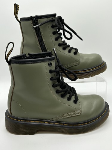 Dr. Martens kids green patent leather boots