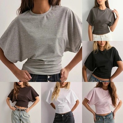 Soft Stretch Women T Shirt O Neck Short Sleeve Loose Casual Top for Slim Fit