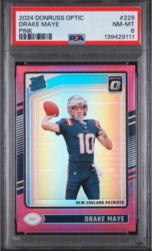 2024 Panini Donruss Optic #229 Drake Maye Patriots Pink Rookie Card RC PSA 8