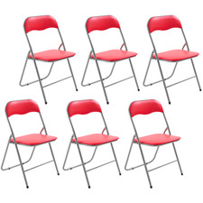 1 o 6 Sedie pieghevoli con imbottitura PVC Sedia con telaio in metallo Rosso 346