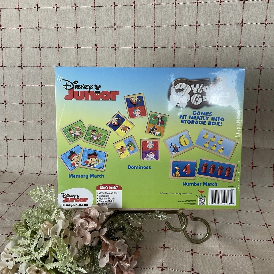 Disney Junior 3 Wood Games Set – Memory, Dominoes, Number Match NEW Sealed - Image 4 of 4