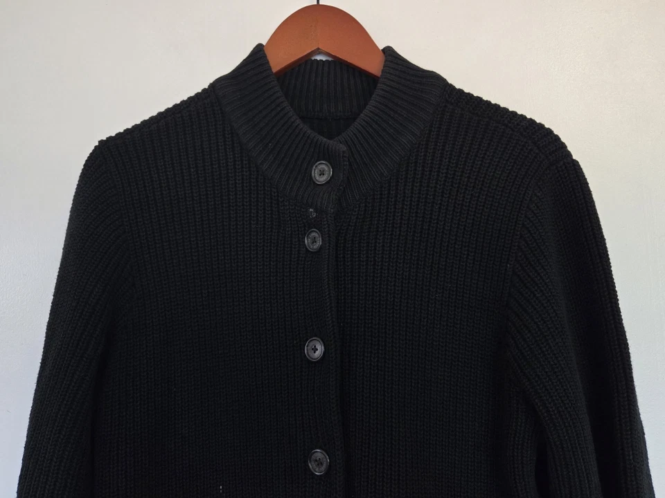 Suéter Lauren Ralph Lauren Mujer L Negro Largo Plumero Cárdigan Preppy Tejido Foto 2 de 4