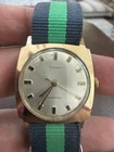 Vintage TIMEX Auto/Date Gold Filled Wrist Watch 70s-80s. Starts & Stops