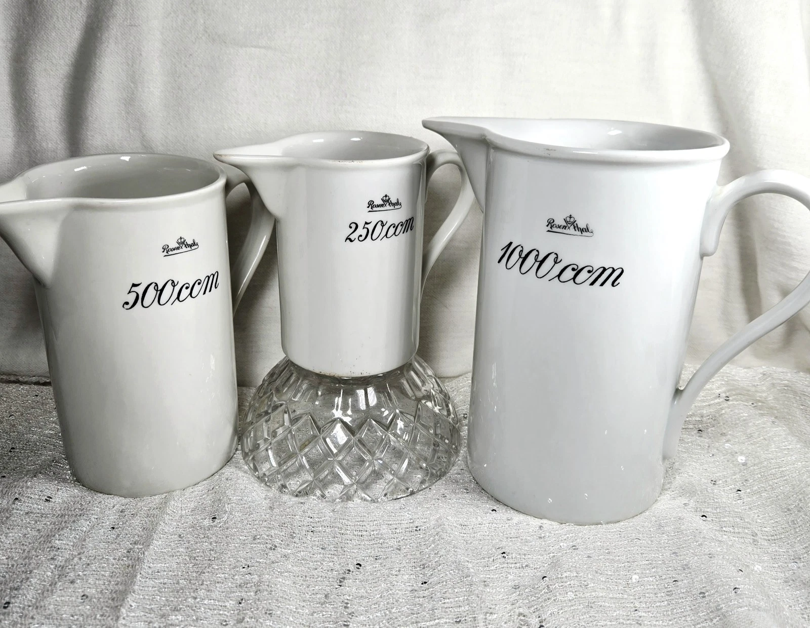 Set of 3 Vintage Rosenthal Germany Porcelain Measuring Jugs Cups 250, 500, 1000