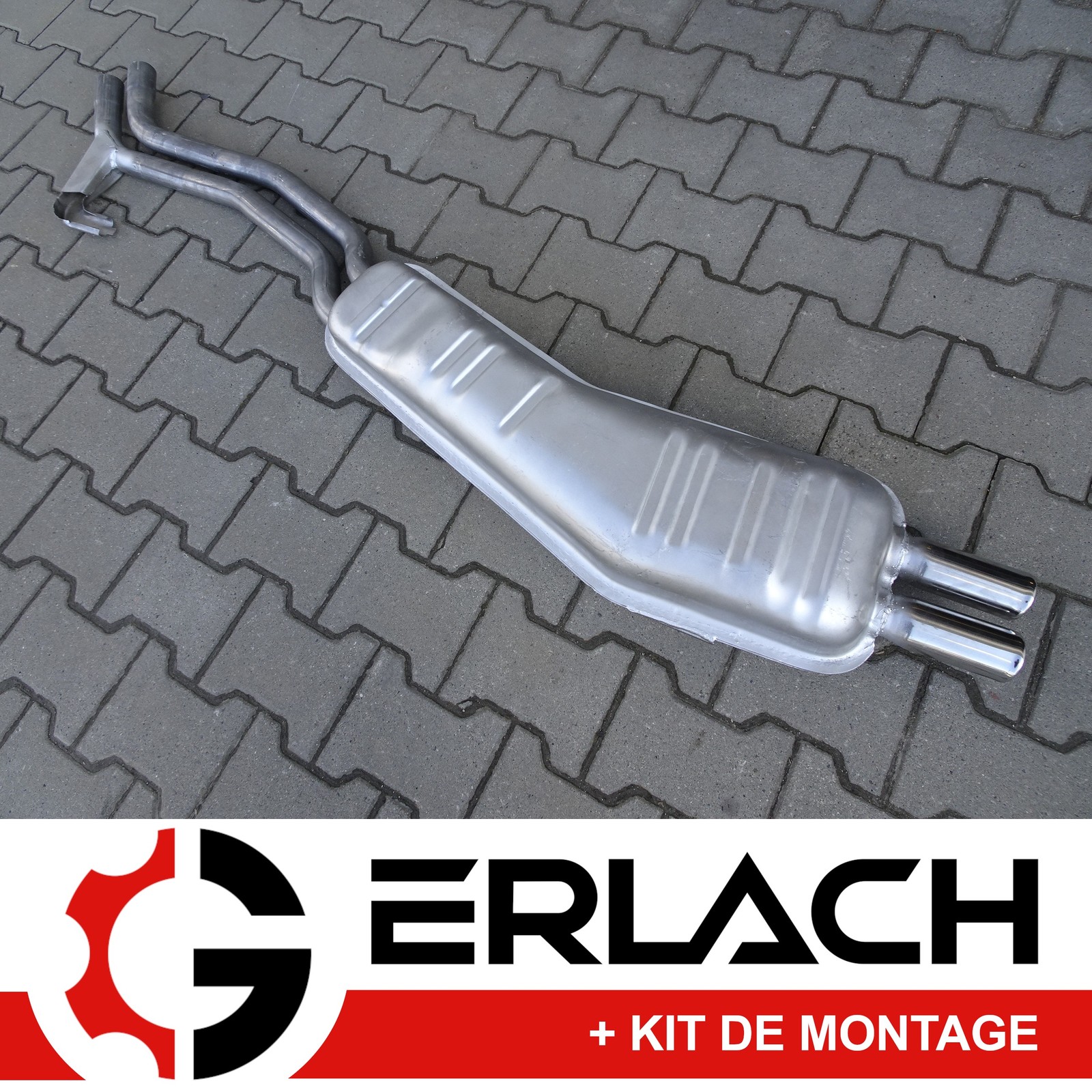 Silencieux arriere pour BMW E34 525i 2.5 berline 1987-1990 en acier dote du raccord 529